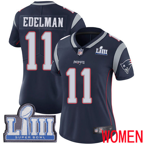 New England Patriots Football 11 Super Limited Navy Blue Women Julian Edelman Home NFL Jersey